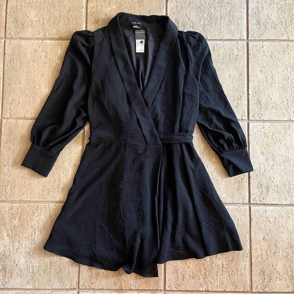 City Chic Womens Plus Size‎ 18 Pymble Place Black Wrap Dress NWT Long Sleeves